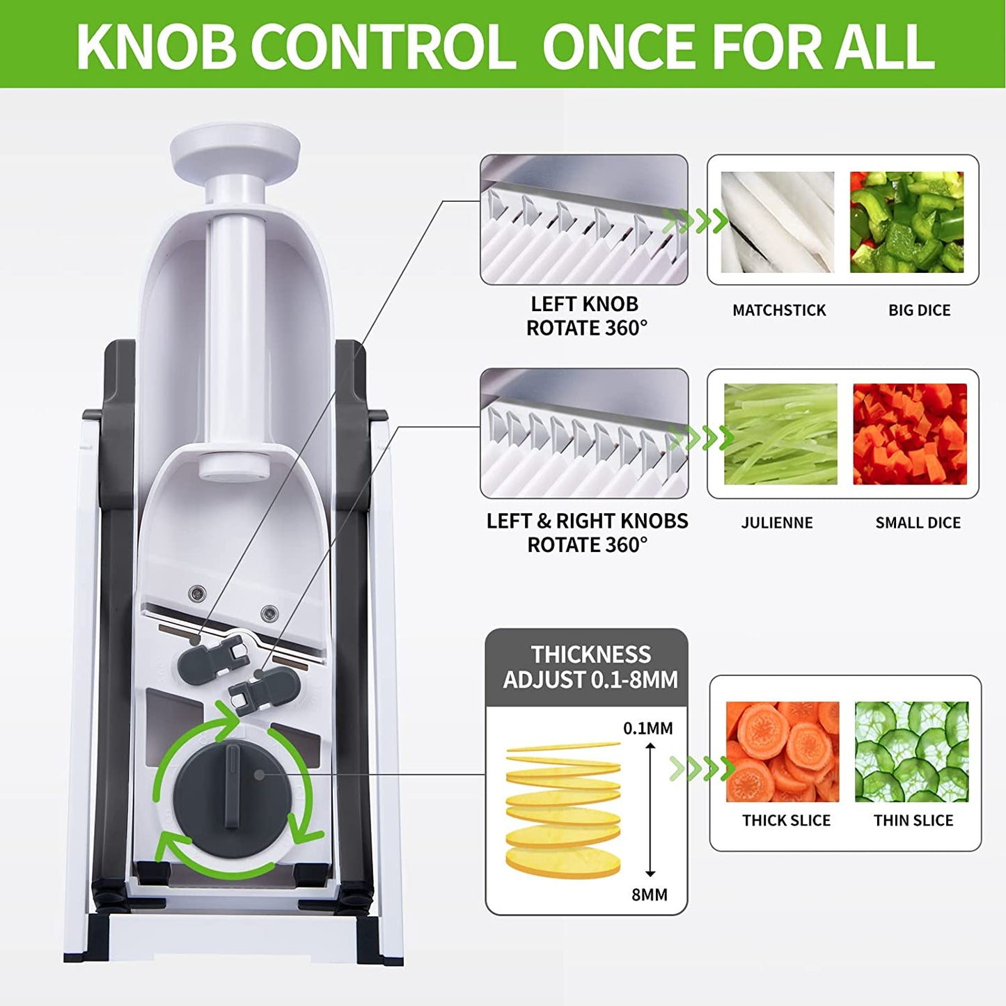 Adjustable Vegetable Cutter Chopper - 4 in 1 Manual Chopper