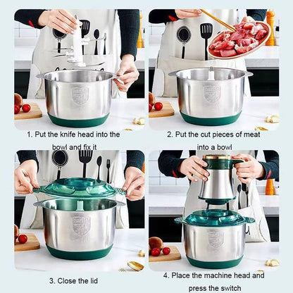 Electric Automatic Stainless Steel Food Blender & Meat Chopper